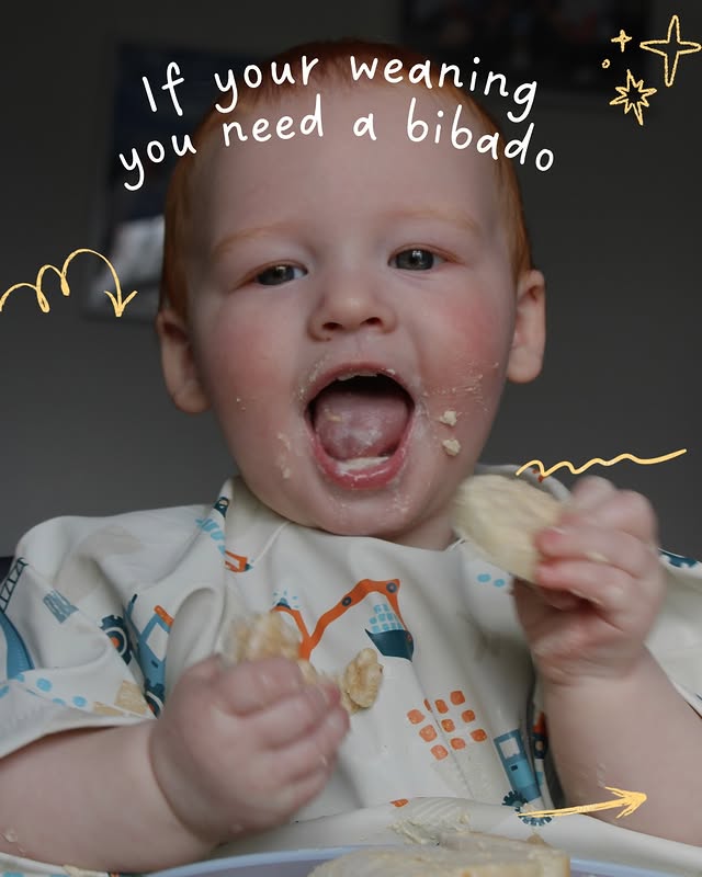 Instagram post by @lifewiththematherfamily for Bibado. Caption reads: Weaning is messy… and it’s meant to be 🤍 I used....