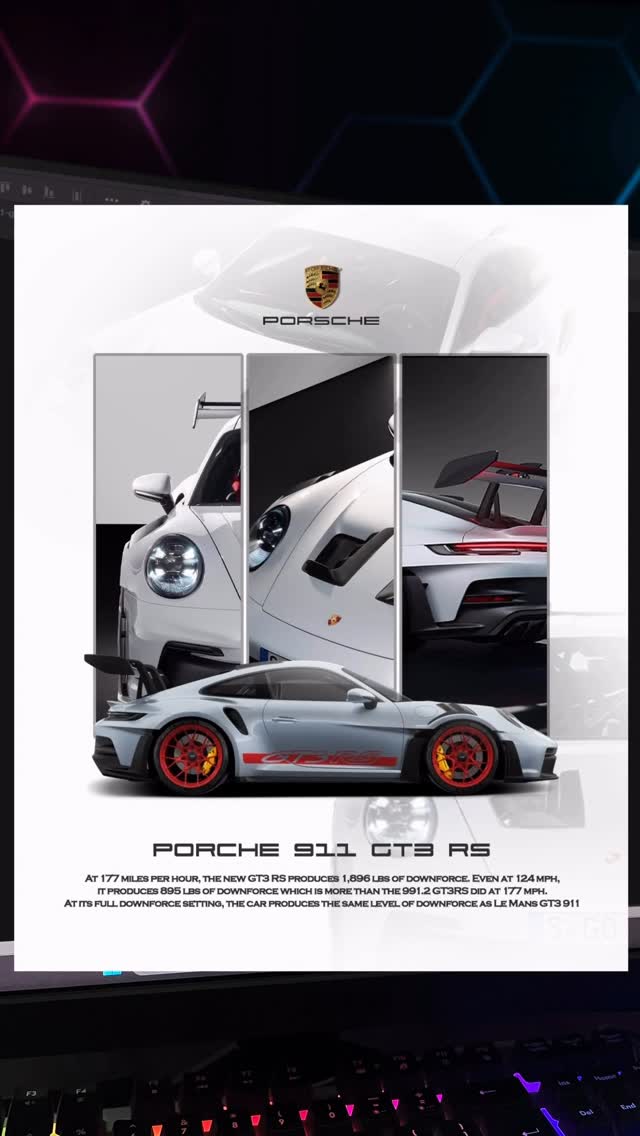 Instagram post by @akhilgrafix for Porsche. Caption reads: Porsche poster design🙈

Follow us for....