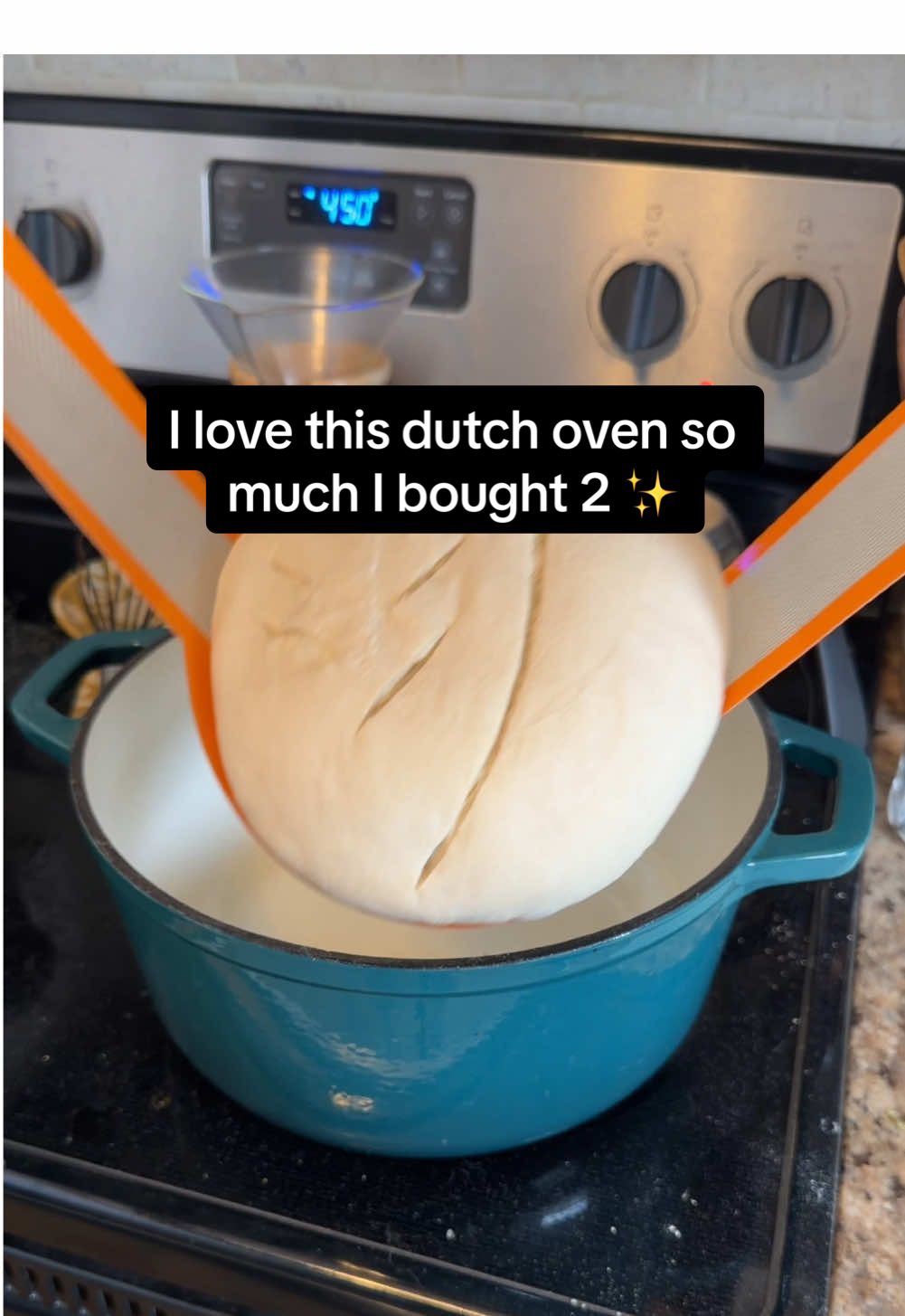 TikTok post by @chelsiecreates_ for Mueller Home. Caption reads: best affordable dutch oven for sourdough bakers....