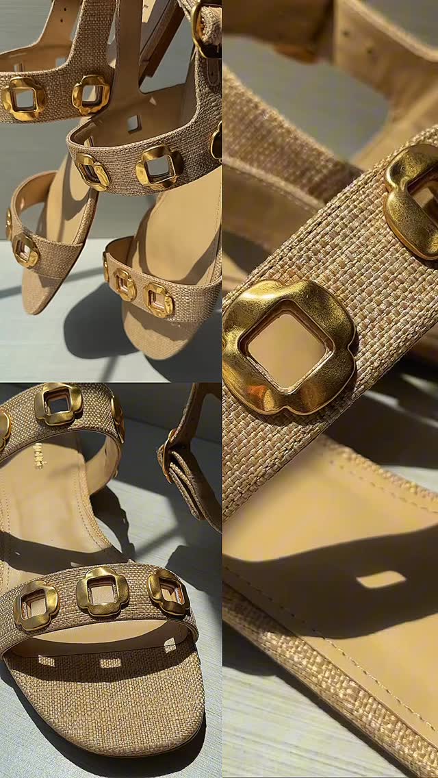 Instagram post by @thedrizzledossier for Larroudé. Caption reads: #ad @larroude serving up the hottest sandals for....