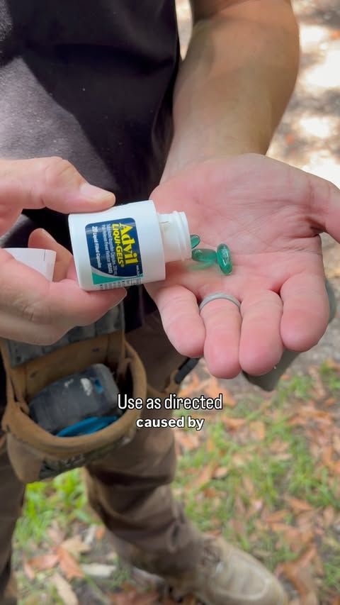 Instagram post by @builtwithtools for Advil. Caption reads: @advilrelief is my go for pain relief. Make sure....
