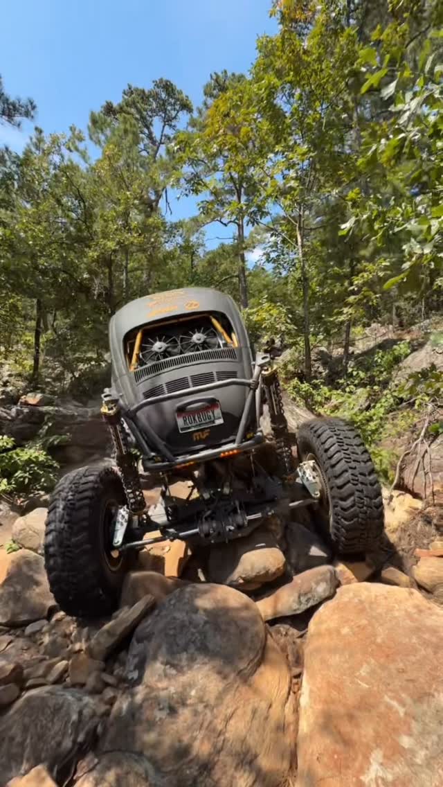 Instagram post by @rokbugy for MickeyThompsonTires. Caption reads: Sharp rocks, steep lines—exactly what Baja Boss....