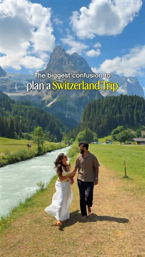 Instagram post by @escapetolandscapes for Airbnb. Caption reads: [...] Switzerland itinerary, these are the @airbnb....