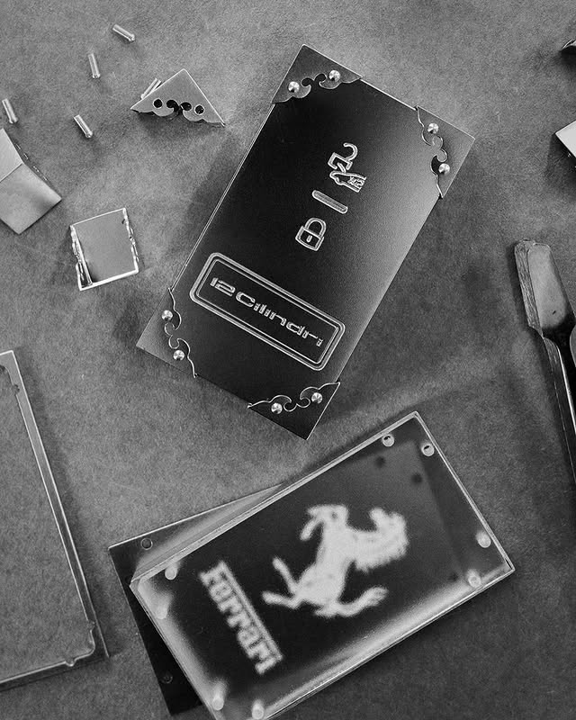 Instagram post by @keemhoney for Ferrari. Caption reads: Work in Progress 1 Collaboration with @ferrari....