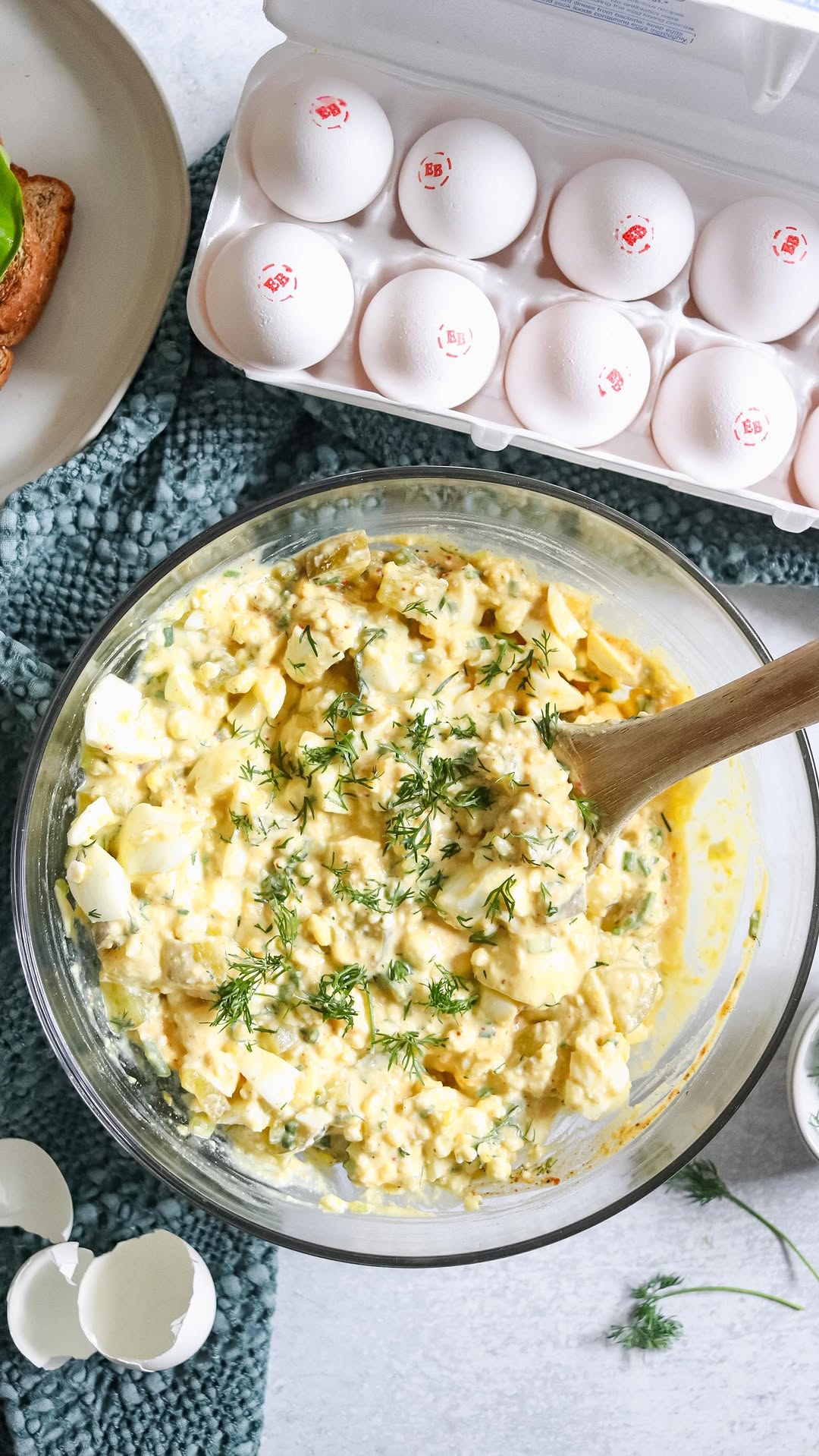 Instagram post by @keriannbritt for Eggland's Best. Caption reads: Hot Honey Protein Pickle Egg Salad 🍯

February is....