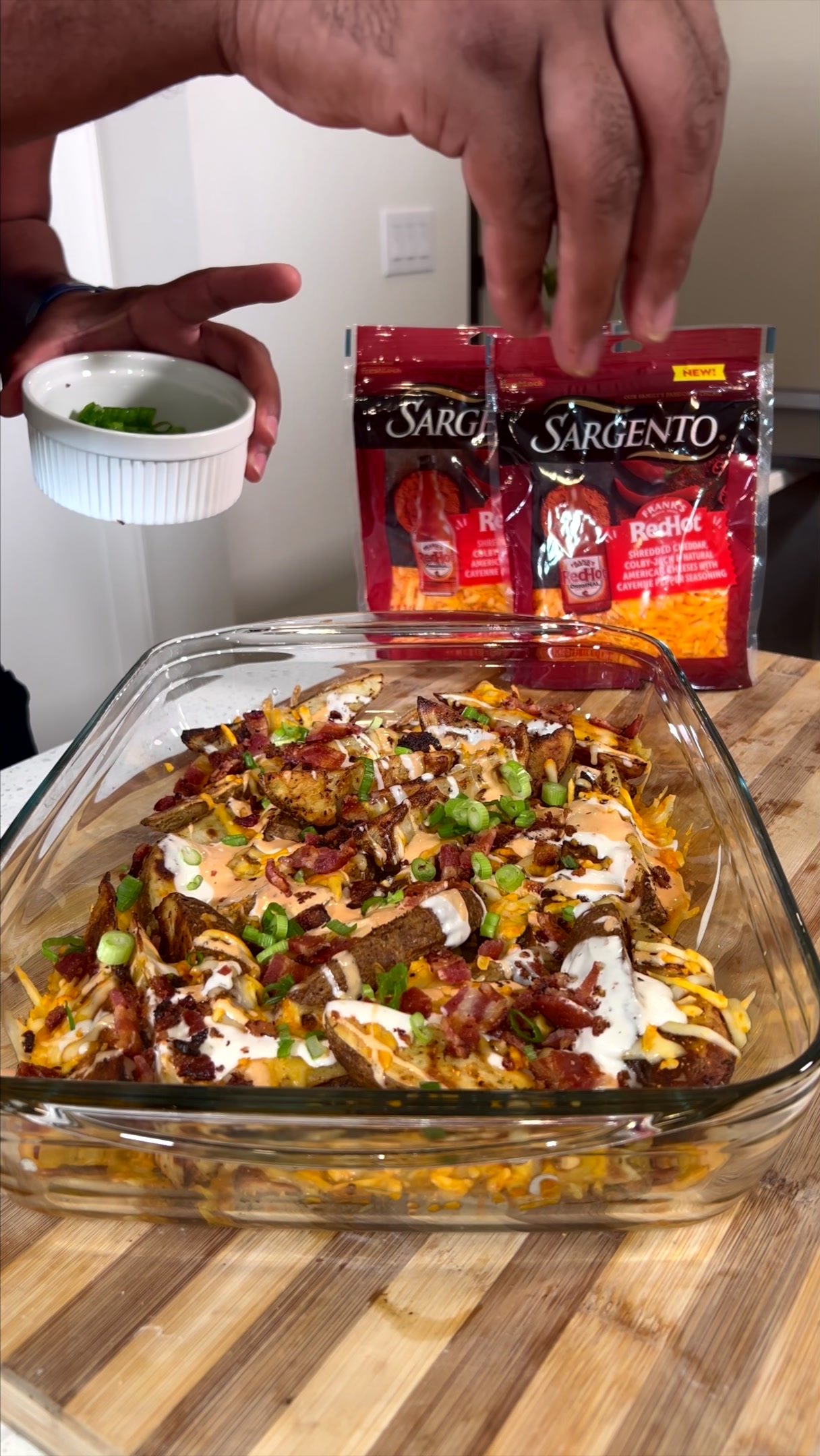 TikTok post by @chefkolbykash for Frank's RedHot. Caption reads: #SargentoPartner Turn up the heat 🔥 with these....