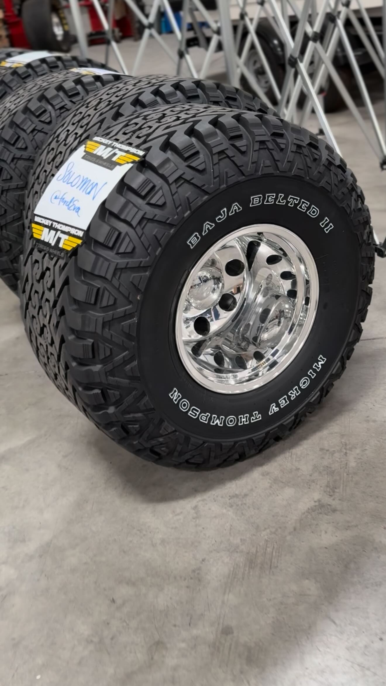 Instagram post by @solomonlunger for MickeyThompsonTires. Caption reads: Today is a pretty good day 😎

Just got the first....