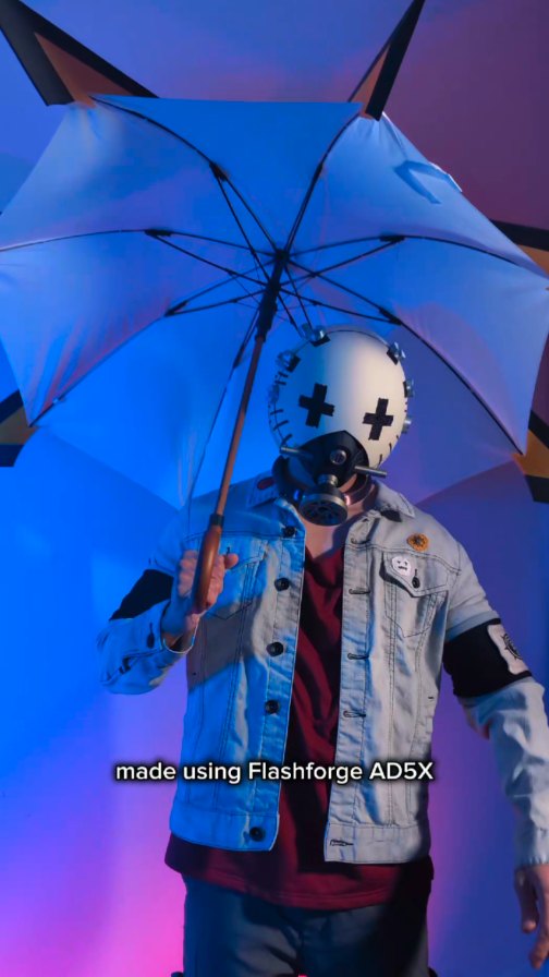 Instagram post by @lelegacycrafting for Flashforge. Caption reads: Made Enjin's Umbrella with @flashforge_official....