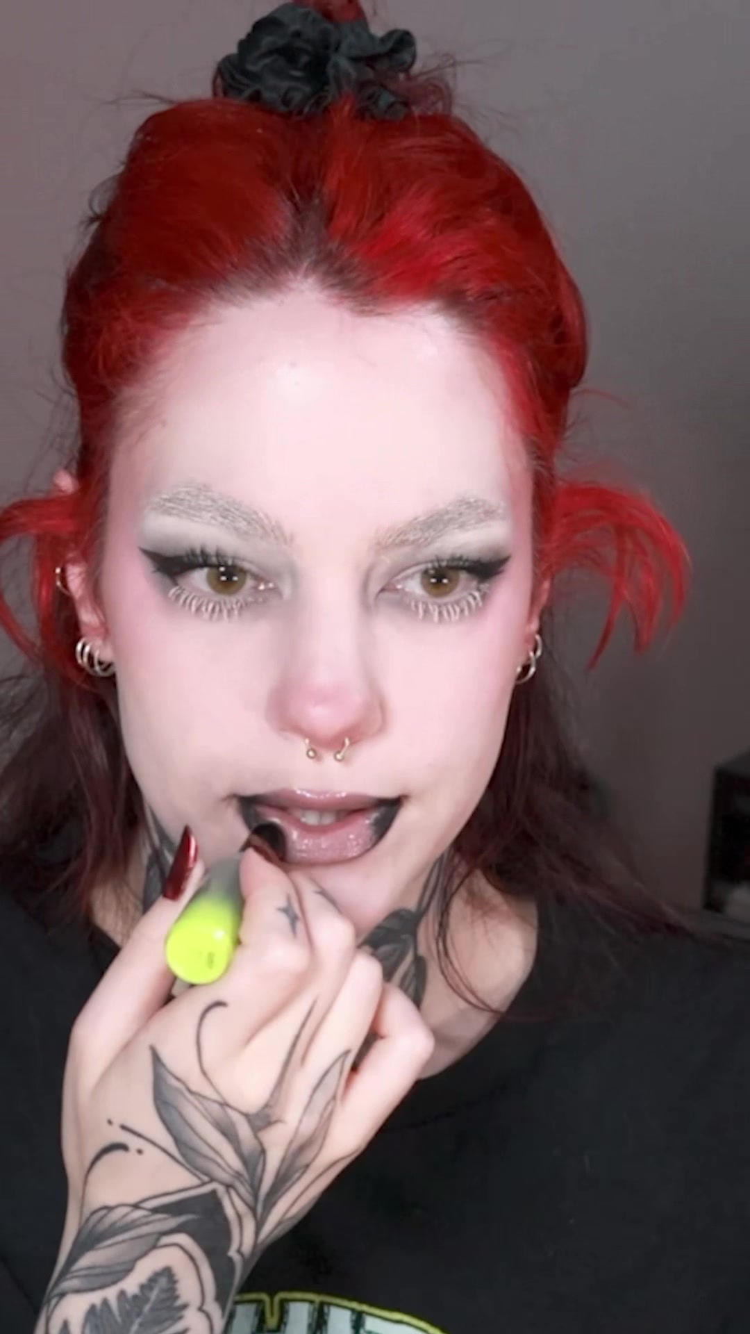 TikTok post by @courtneyquarantine for Kaleidos Makeup. Caption reads: [...] LTD spectra pencil in black @Kaleidos Makeup....