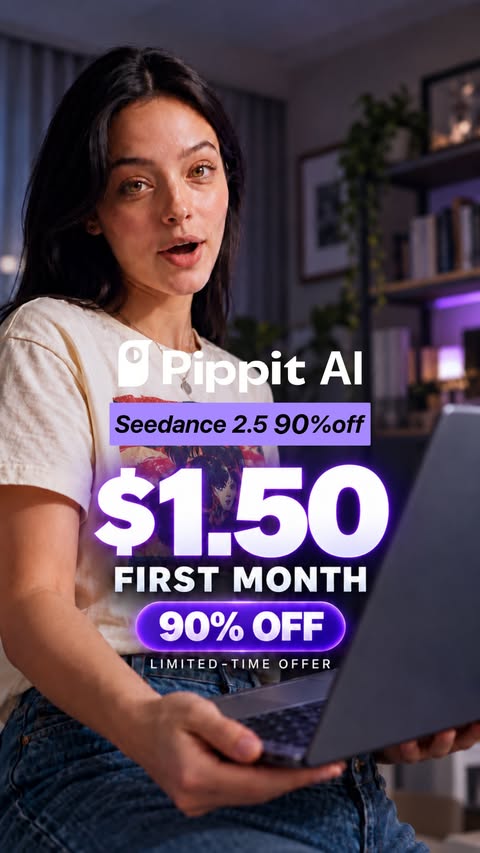 Instagram post by @deikrea for Pippit. Caption reads: 90% OFF! Get started with Pippit AI’s official,....