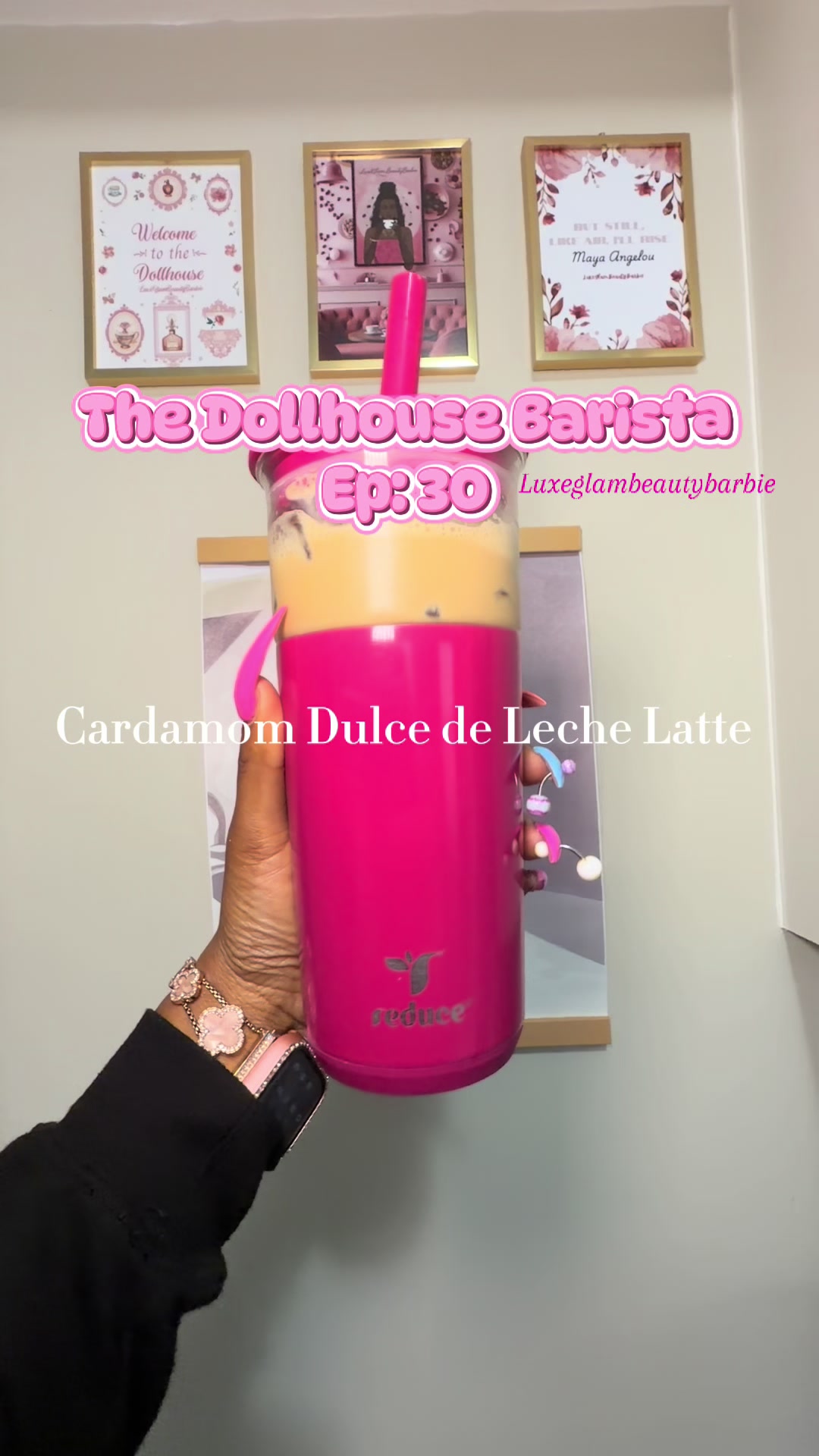 TikTok post by @luxeglambeautybarbie for Reduce. Caption reads: [...] Leche latte 🤎✨ @NESCAFÉ USA @NESCAFÉ....
