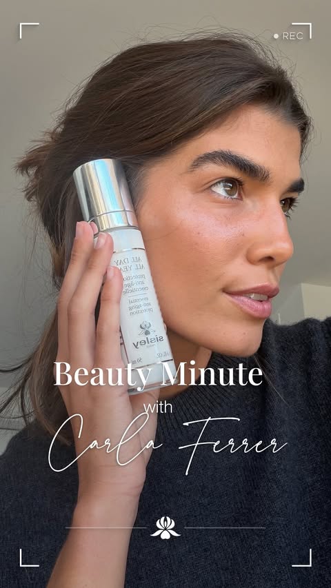Instagram post by @carlaferrer1 for Sisley Paris. Caption reads: In this new Beauty Minute, @carlaferrer1 welcomes....