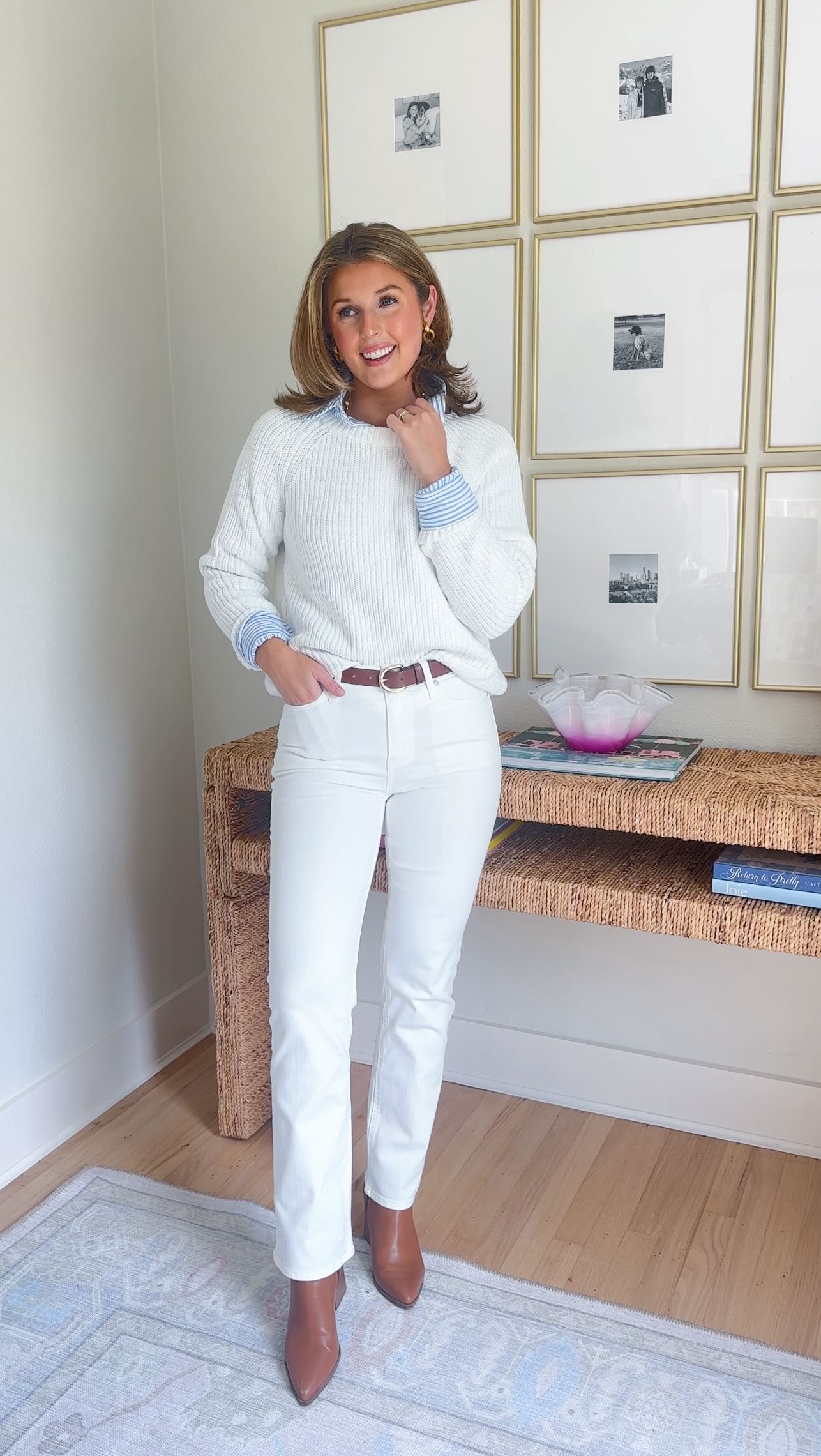 Instagram post by an influencer for Quince. Caption reads: [...] uniform outfit idea from @onequince....