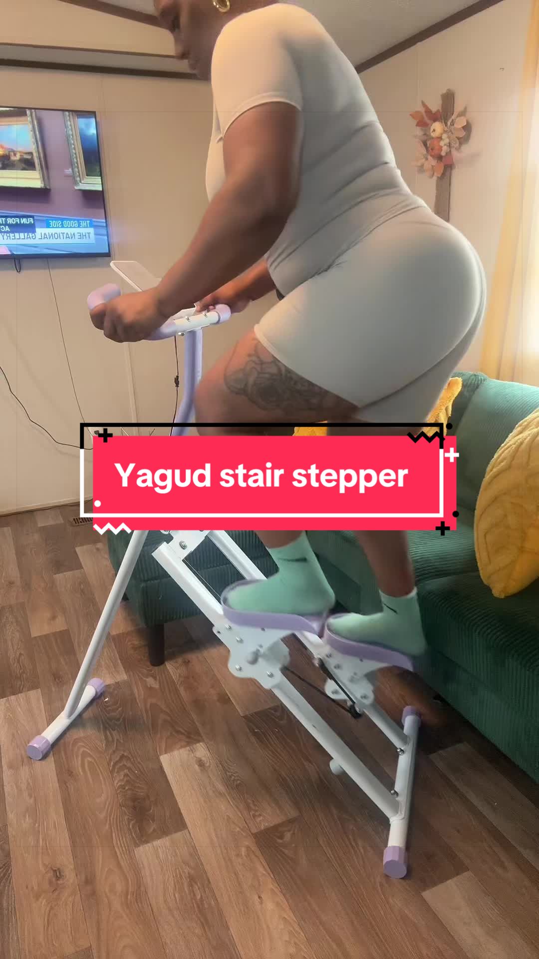 TikTok post by @lionlambministry for Yagudfitness. Caption reads: Get a full body workout on this stair stepper from....
