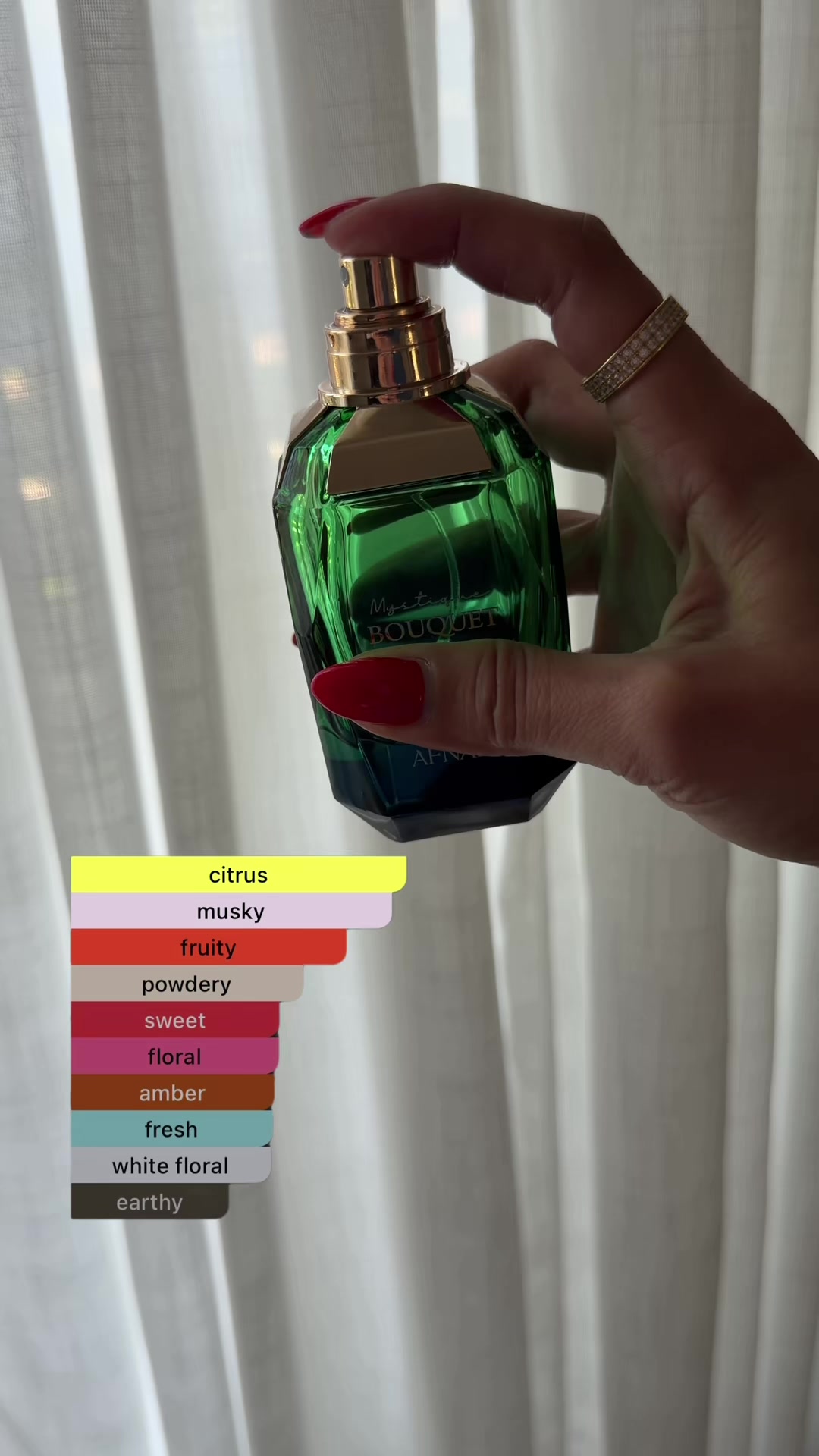 TikTok post by @_kriscordero for Afnan Perfumes. Caption reads: [...] #fragrancetiktok #perfumetok #dupe @Afnan....