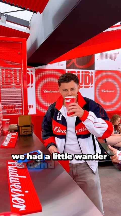 Instagram post by @giorgiorusso__ for Budweiser. Caption reads: [...] @officialrandl with the one and only....