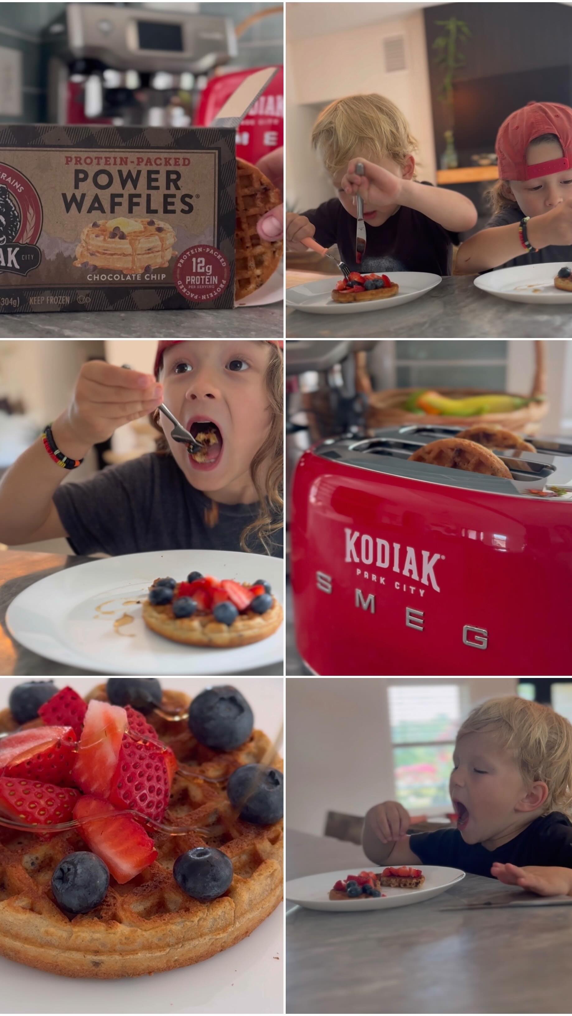 Instagram post by @kodiwian for Kodiak Cakes. Caption reads: Mornings at our house start with @kodiakcakes....