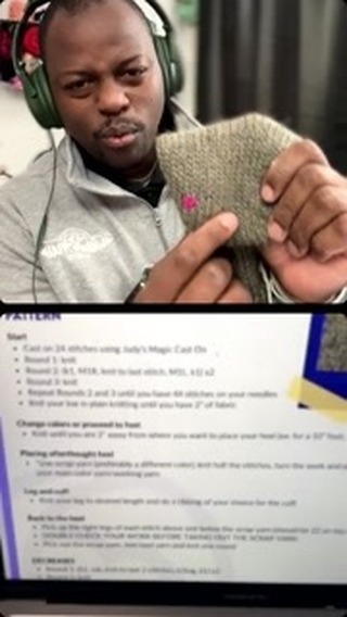 Instagram post by @willienillieknits for Darn Good Yarn. Caption reads: Big skills in 2024. This is part 1 of the boot....