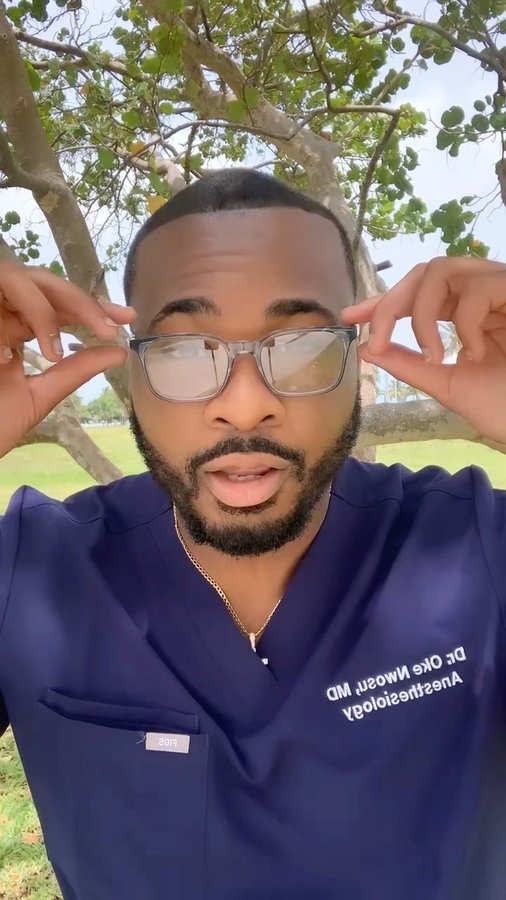 Instagram post by @doctor.nwosu for Stoggles. Caption reads: [...] care of patients in these stylish new....