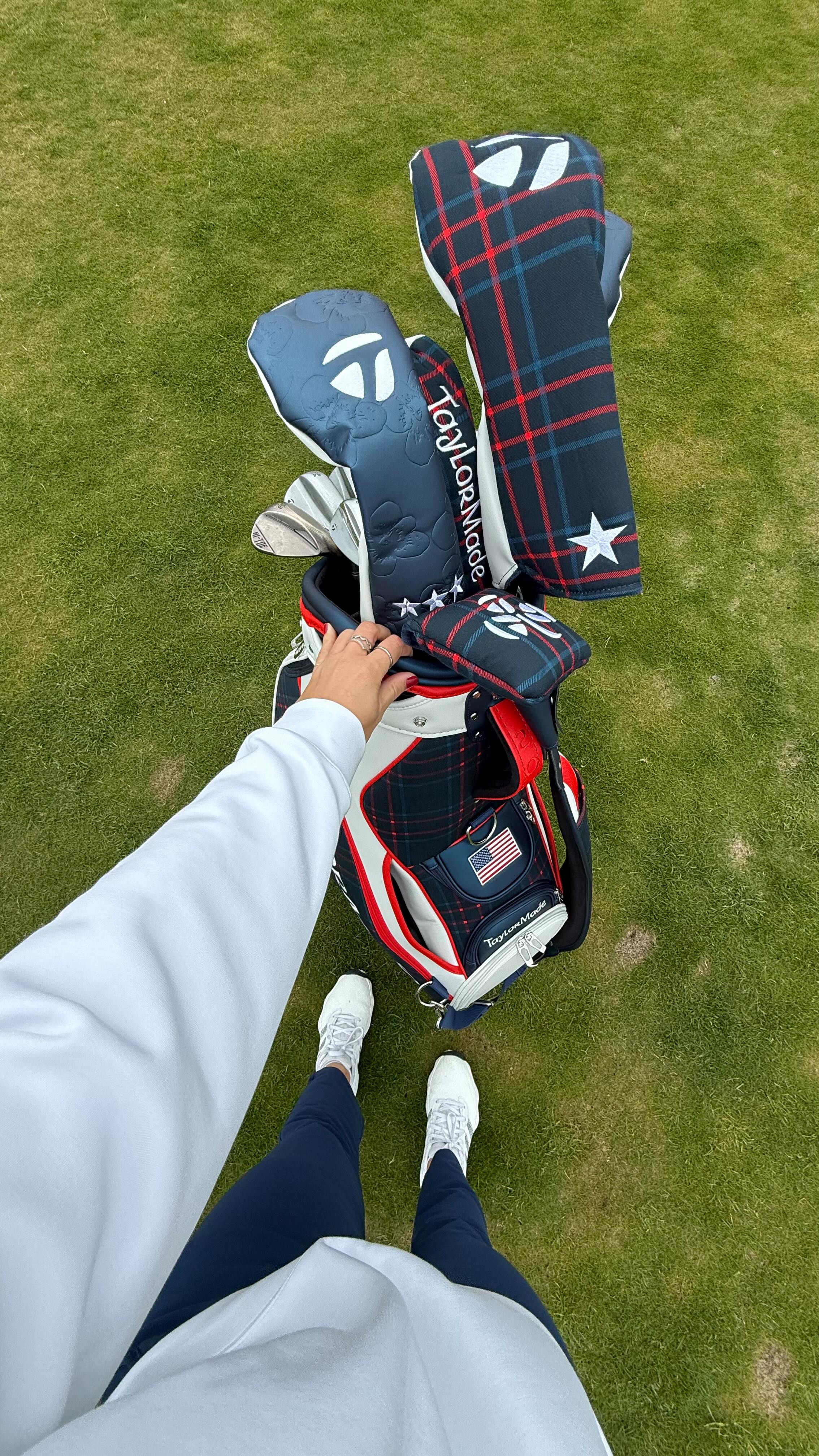 Instagram post by @ellieeskoog for TaylorMade Golf. Caption reads: this bag is a beauty 🥹 

and I’m absolutely....