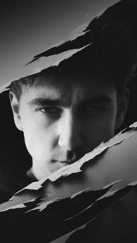 Instagram post by @griggen_ for Picsart. Caption reads: Paper Tear 🔥 Creative Portrait Idea #Picsart....