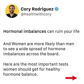Instagram post by @healthwithcory for InsideTracker. Caption reads: 🧬 Hormone Imbalances Can Ruin Your Life
 
👉....
