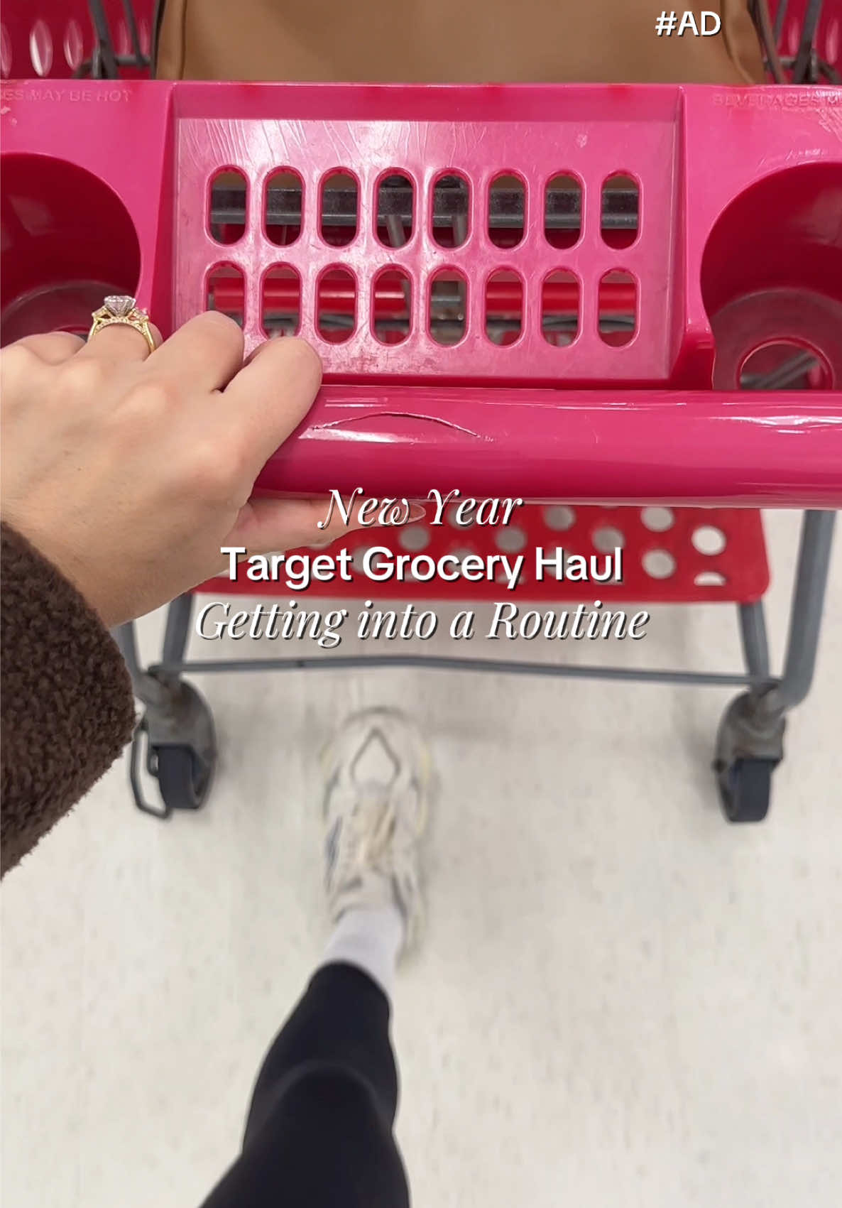 TikTok post by @shesattarget for International Delight. Caption reads: #ad What’s in my Target cart (Grocery Edition)🎯🛒....