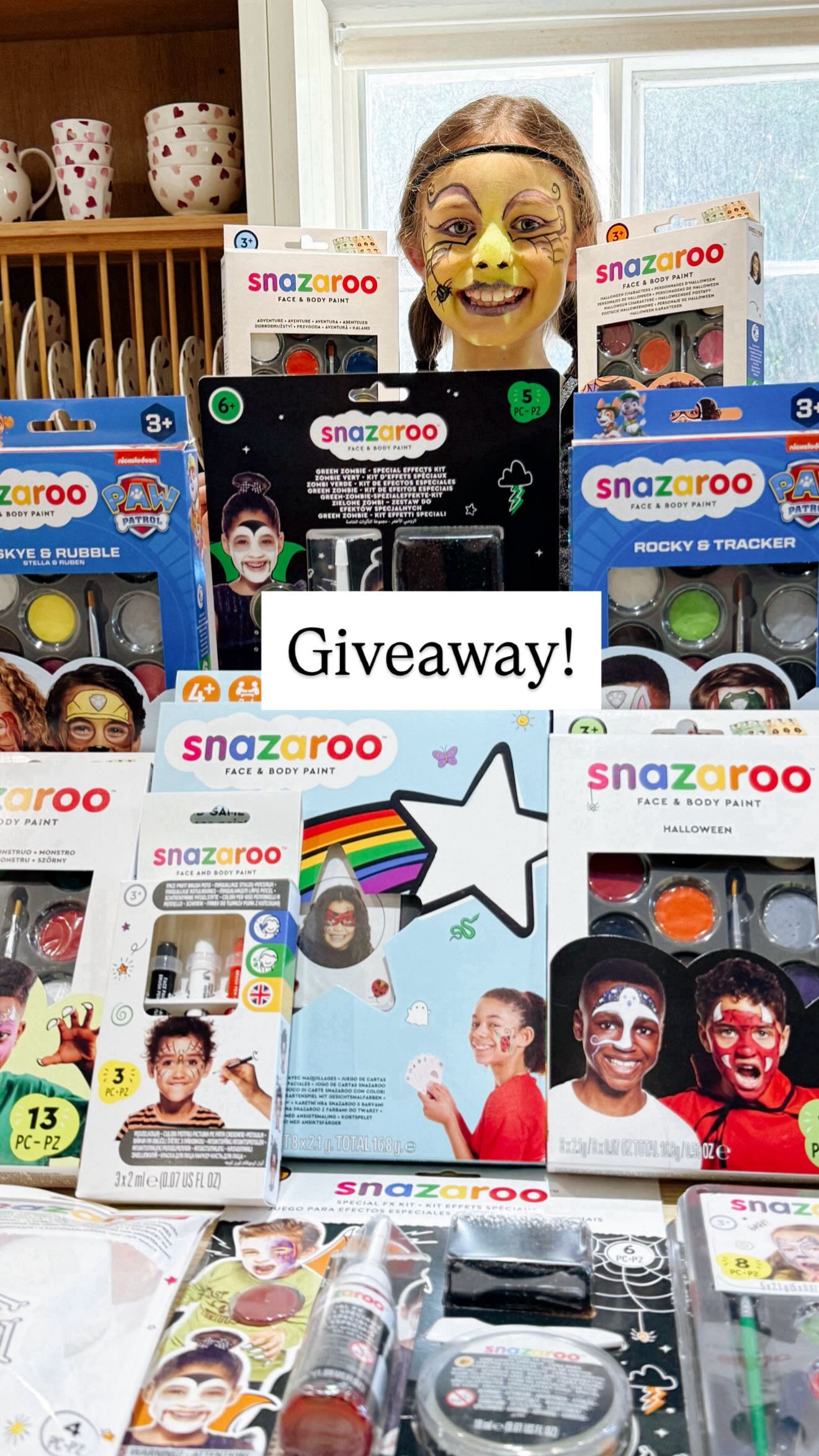 Instagram post by @girlstribe3 for Snazaroo. Caption reads: [...] spookiest season of the year with this....