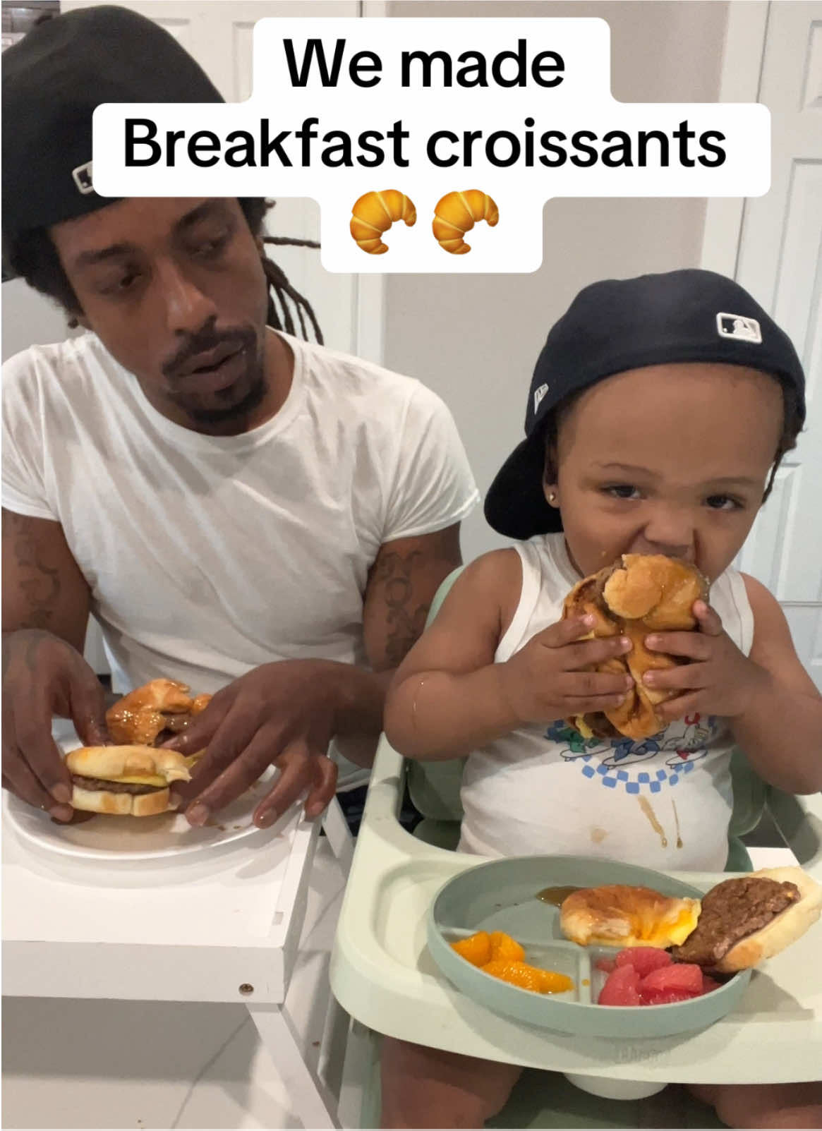 TikTok post by @greeskomakar0 for Jimmy Dean. Caption reads: We comparing Our Homemade Breakfast croissant with....