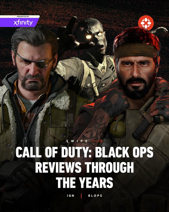 Instagram post by @igndotcom for Xfinity. Caption reads: From Call of Duty: Black Ops and Black Ops: Cold....