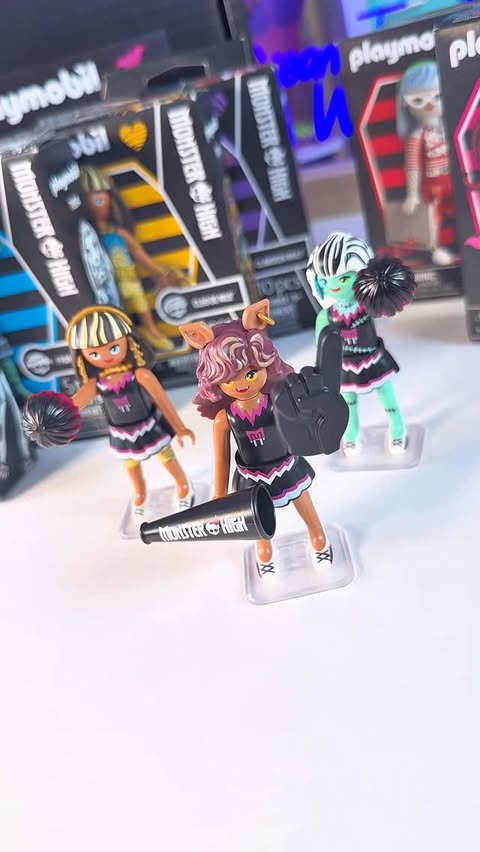 Instagram post by @dreamteamsworld for PLAYMOBIL. Caption reads: Monster High Playmobil - The perfect stocking....