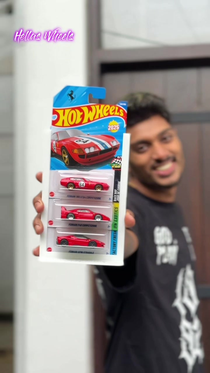 TikTok post by @hella_lifestyle for Hot Wheels. Caption reads: Ferrari Hotwheels ටිකක් Unbox කරමුද🚗🔥❤️....