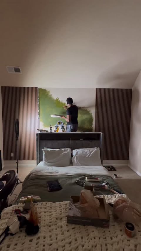 Instagram post by @jabbarlewis for HomeGoods. Caption reads: Part 2 of the room makeover. Slowly turning the....