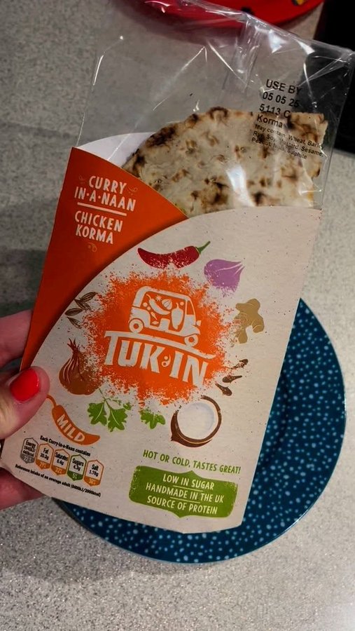 Instagram post by an influencer for Tuk In. Caption reads: [...] been sent these Nan’s from @tukinfoods & I....