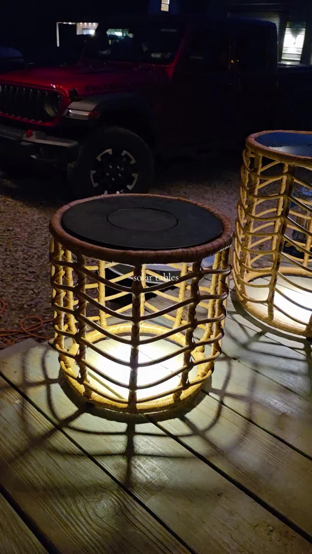 TikTok post by an influencer for Grand Patio. Caption reads: @GRAND PATIO #solartables #solarlight [...].