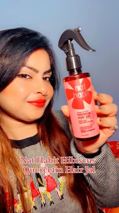 Instagram post by @pragati6924 for Nat Habit®. Caption reads: [...] healthy-looking hair growth. 🌿💗 #NatHabit....