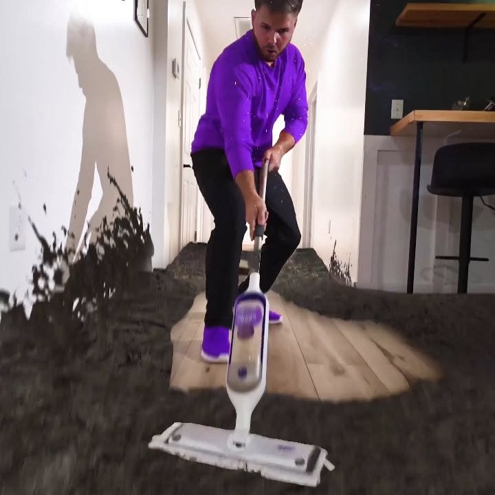 Instagram post by @calebnatale for Swiffer. Caption reads: #Ad #SwifferPartner I’m not getting trapped by....