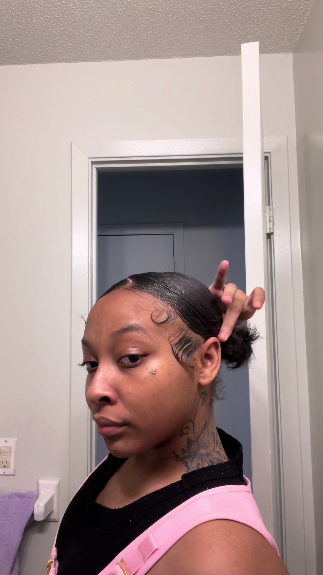 TikTok post by @thabrownskindoll for Hairplexx Beauty. Caption reads: two buns with zigzag part😍😍 @Hairplexx Beauty....