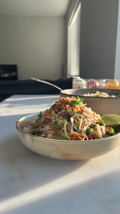 Instagram post by @plantbasedrd for Nasoya. Caption reads: 🍋‍🟩Shredded Tofu Inspired Goi Ga because keeping....