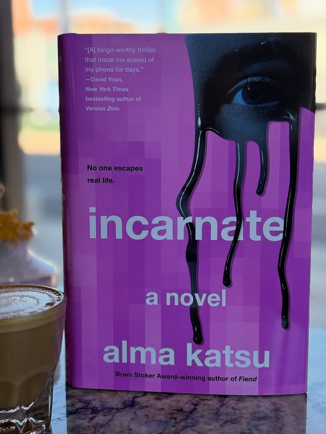 Instagram post by @almakatsu for Putnam Books. Caption reads: [...] REVIEW ✨ 📚INCARNATE, but Alma Katsu....