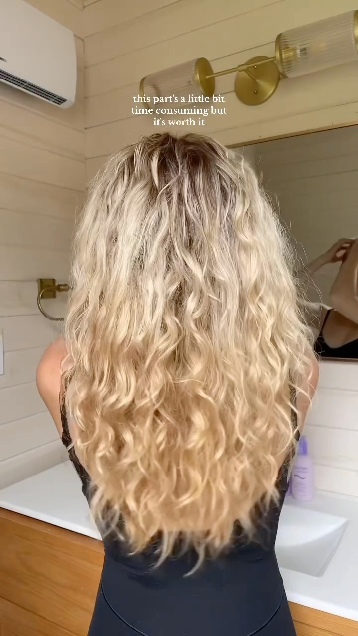 Instagram post by @audreyannej for functionofbeauty. Caption reads: Wavy hair essentials 🤍🫶🏼☁️ using....