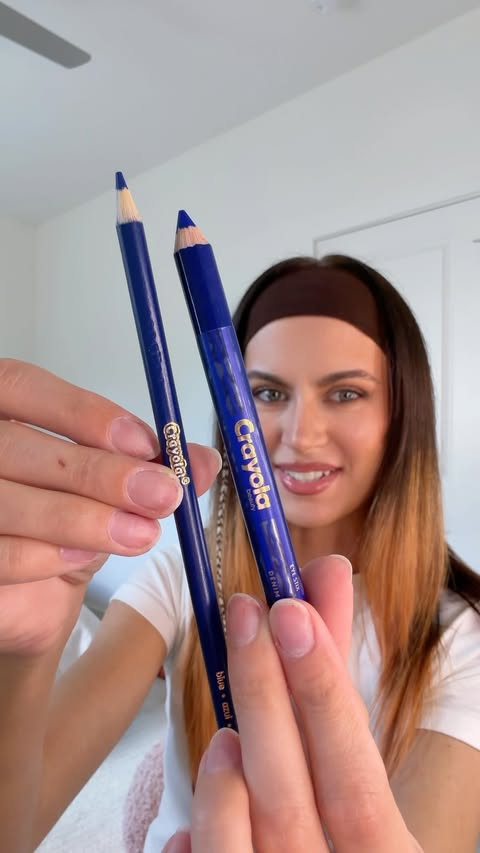 Instagram post by @megpintell for Crayola. Caption reads: ad @Crayola nostalgia with their new beauty [...].