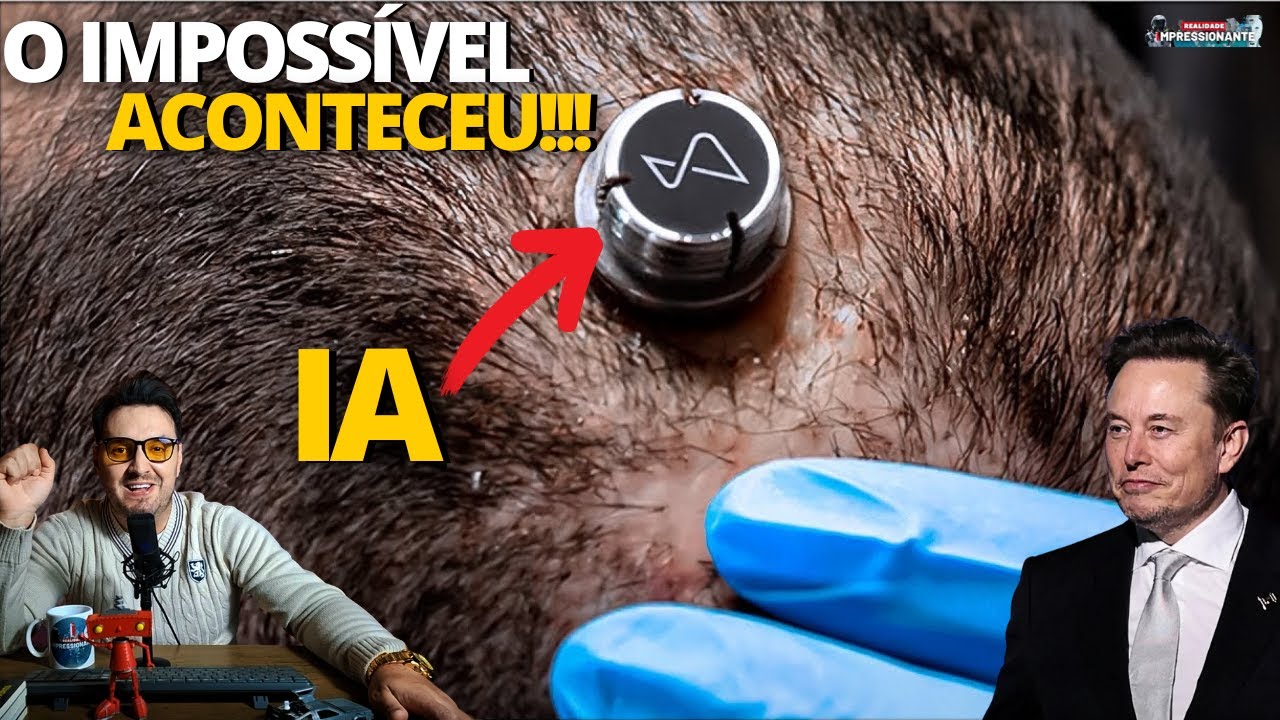 YouTube post by @REALIDADEIMPRESSIONANTE for NATURE. Caption reads: Update 2025 — Neuralink Implants AI in the Brain....