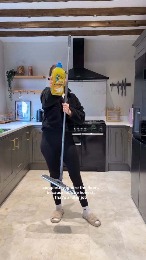 Instagram post by @housetohomeatlast for SuperSavvyMe. Caption reads: I’ll be honest… the floor is usually the first....