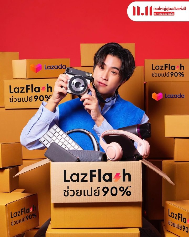 Instagram post by @gemini_nt for LAZADA.co.th. Caption reads: LazFlash ช่วยเปย์ 11.11 เซลใหญ่สุดอลังแห่งปี....