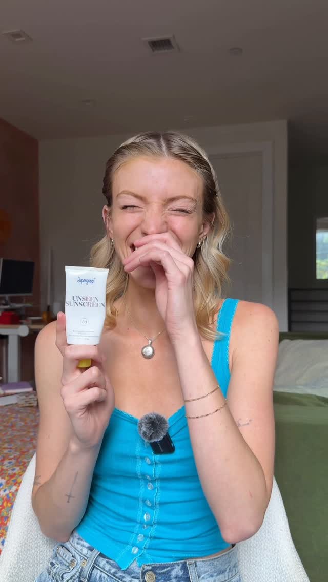 Instagram post by @niamhadkins for Supergoop. Caption reads: she may have jumped on the magician, but at least....