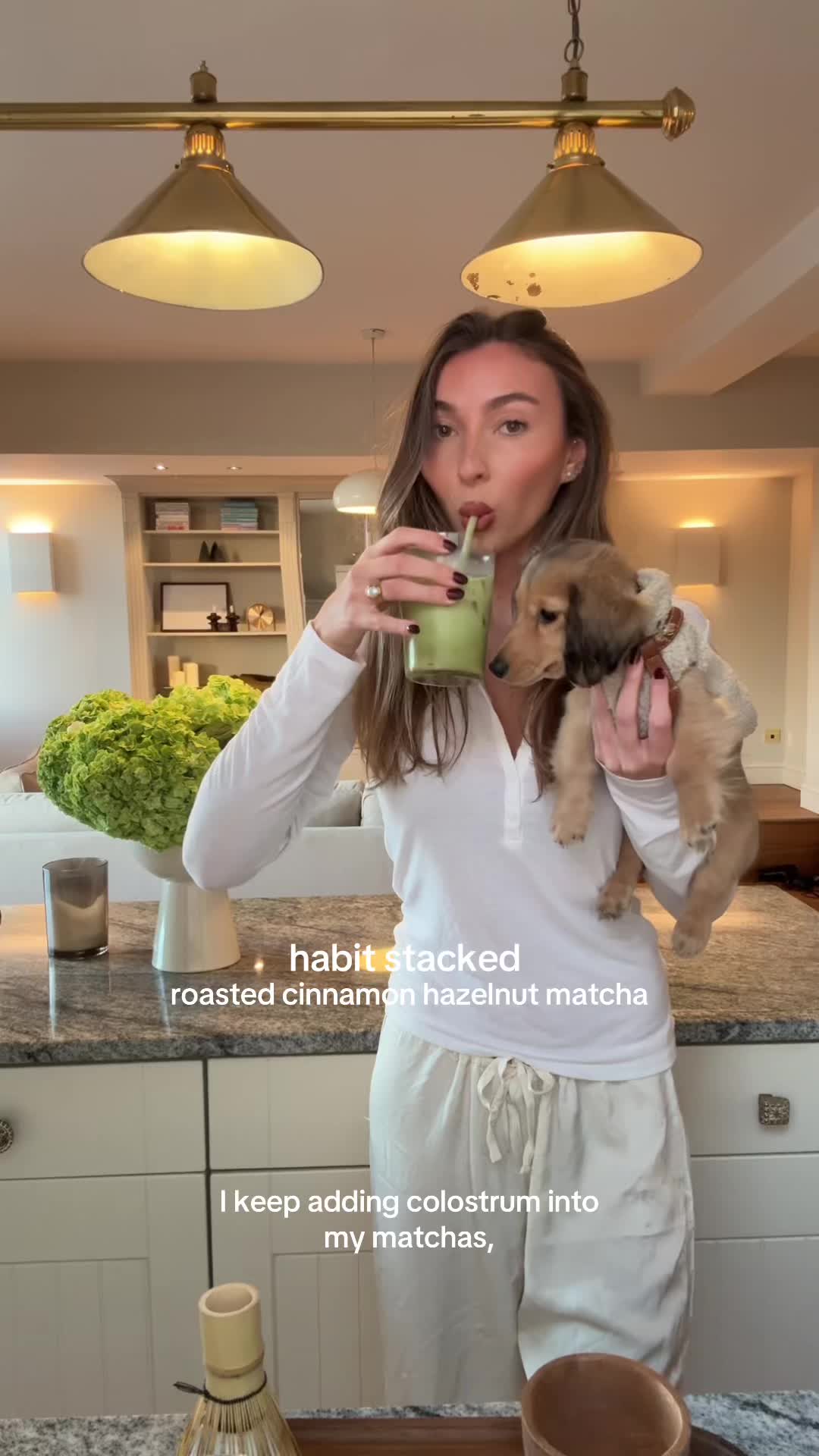 TikTok post by @stephrobinnson for Lemme. Caption reads: [...] roasted cinnamon hazelnut matchas🤍 @lemme....