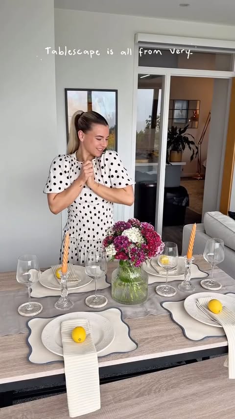 Instagram post by @katieannwilson for Very. Caption reads: [...] tablescape and serving dishes all from....
