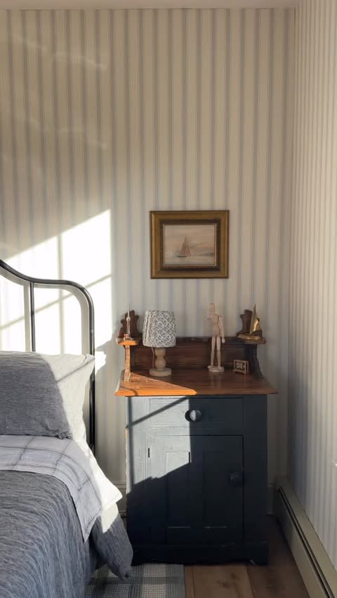 Instagram post by @thewilddecoelis for Sandberg Wallpaper. Caption reads: This room was the very first space we tackled when....