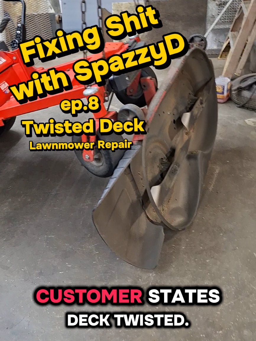 TikTok post by @spazzy.d_creations for YesWelder® Official. Caption reads: Another #lawnmower needs a new deck! In this....